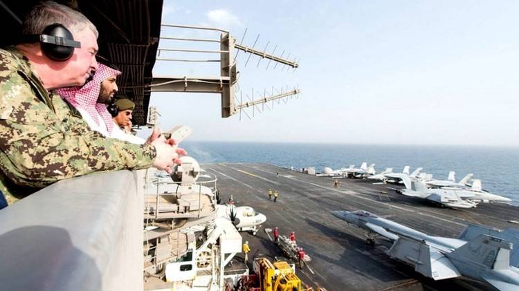 ولي العهد السعودي على حاملة طائرات اميركية