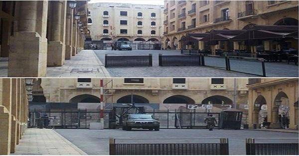 بالصورة : أبواب حديدية وجدار فاصل في وسط بيروت