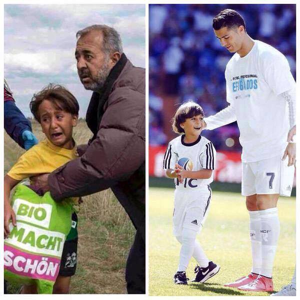 بالصورة الطفل اللاجئ السوري "زيد" يحقق حلمه بالتواجد في ملعب ‏ريال مدريد‬ قبل مباراته مع غرناطة