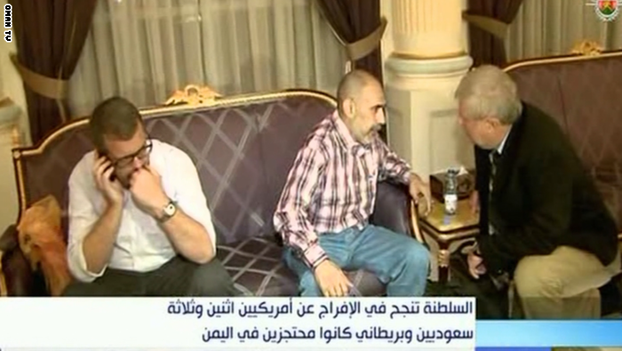 المشاهد الأولى لإطلاق سراح 6 رهائن احتجزتهم جماعة الحوثي باليمن