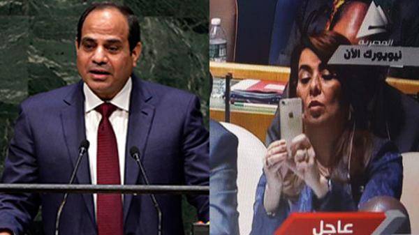 بالفيديو.. موقف محرج لوزيرة مصرية تحاول التقاط صورة للسيسي