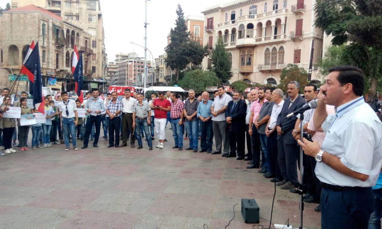 وقفة تضامنية مع فلسطين في ساحة جمال عبد الناصر بطرابلس