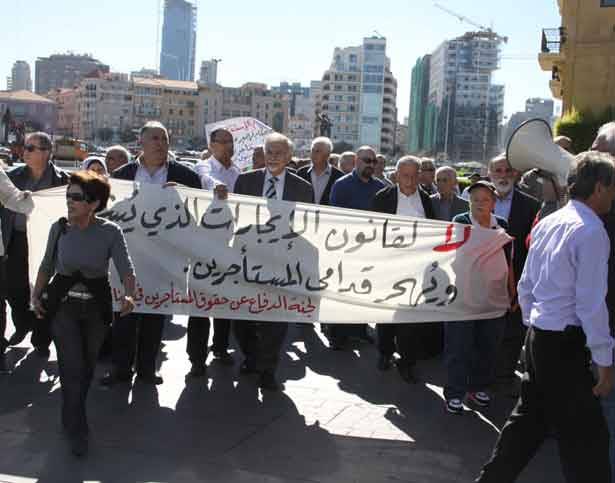 إعتصام للمستأجرين في رياض الصلح :
لإلغاء قانون الايجارات الجديد