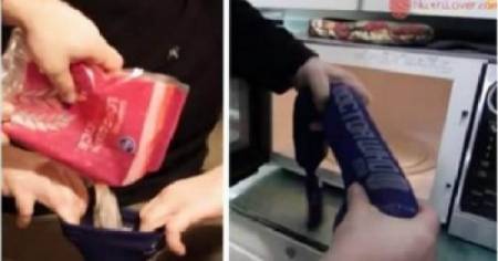 ملأ الجوارب بالأرز ووضعها في فرن المايكروويف... شاهدوا النتائج !