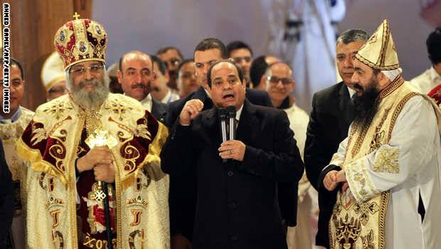 السيسي يشهد قداس "عيد الميلاد" بالكاتدرائية المرقسية ويعتذر