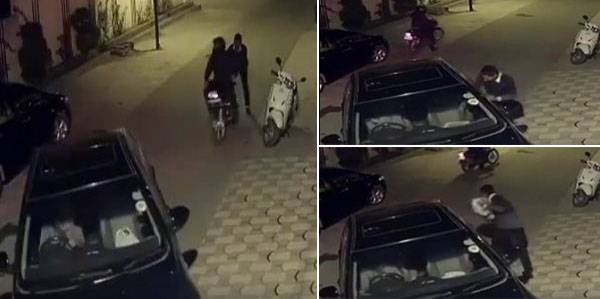 شاهد ماذا فعل لصان بفتاة تقود سيارتها ليلاً.. فيديو
