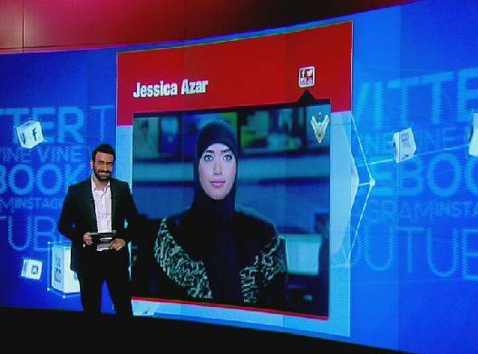 بالفيديو جيسيكا عازار بالحجاب والأصفر على المنار