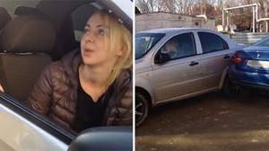فيديو مجنون! امرأة روسية تصدم 17 سيارة!