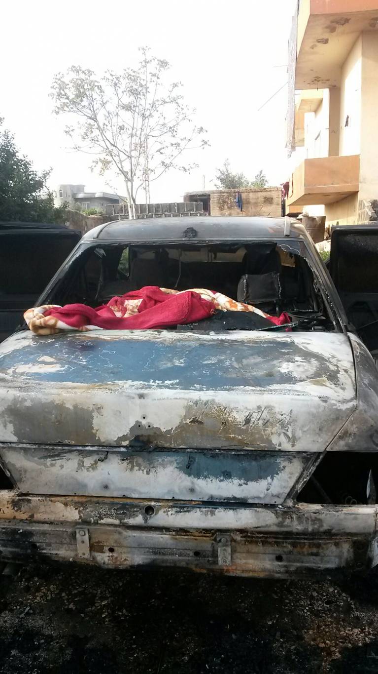 احراق سيارة في حنيدر وادي خالد