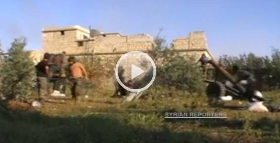 بالفيديو.. استهداف ارهابيين يستعدون لإطلاق "مدفع جهنم" بسوريا