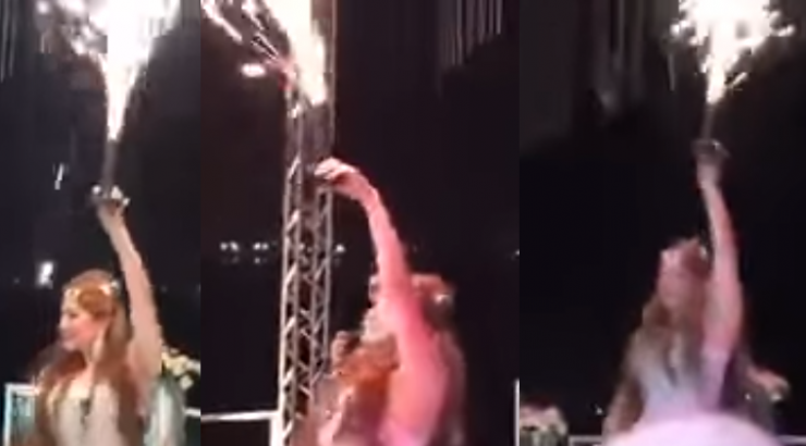 بالفيديو- عروس تشعل حفل زفافها!