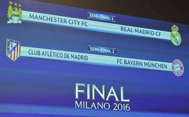 نصف نهائي دوري أبطال أوروبا : مان سيتي ــ ريال مدريد وأتلتيكو مدريد ــ بايرن ميونيخ