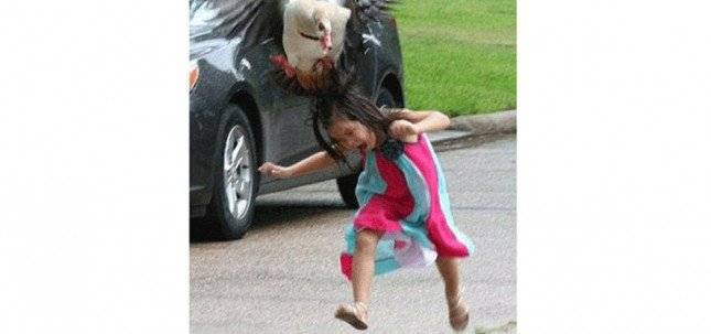 إوزّة تهاجم طفلة صغيرة بشراسة..والسبب!