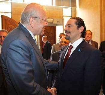 اجتماع بين الحريري وميقاتي في دارة تمام سلام في المصيطبة