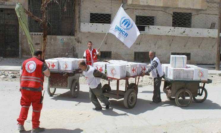 بدء دخول 60 شاحنة مساعدات إلى ضواحي دمشق