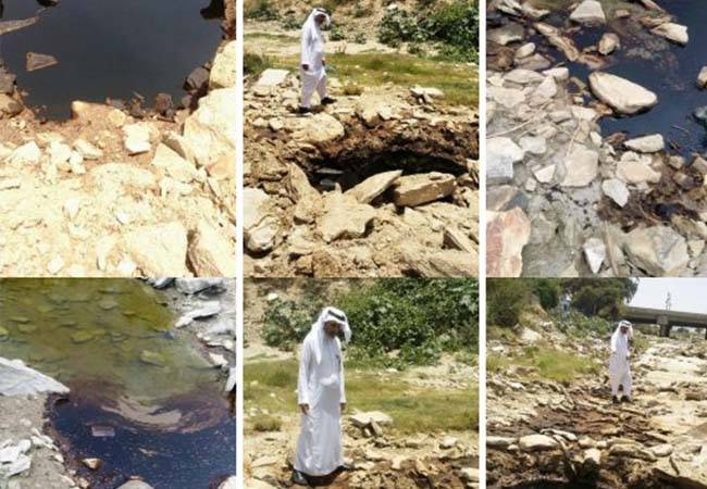 بالفيديو: سعودي يفاجأ بانفجار نبع نفط قرب منزله!