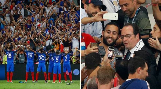 شاهدوا ردة فعل هولاند على فوز فرنسا