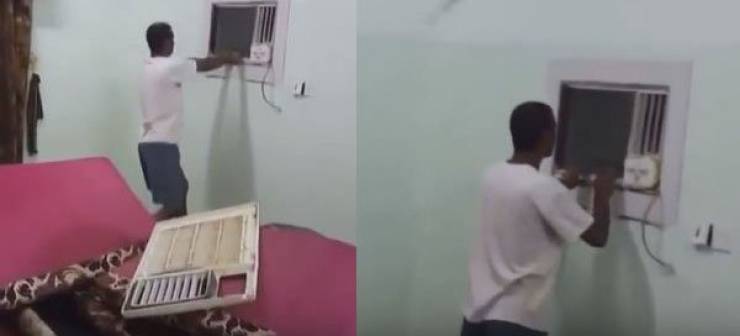 بالفيديو: سمع صوتاً غريباً قادماً من داخل المكيف فقرر فتحه.. لن تصدقوا ما وجد!