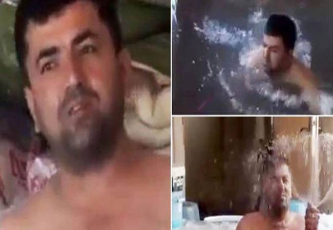 بالفيديو..الحرارة المرتفعة تجبر رجلاً على بناء مسبح داخل منزله