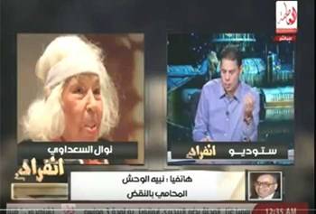 بالفيديو.. محامٍ مصري يشتم الكاتبة نوال السعداوي ويكفرها على الهواء