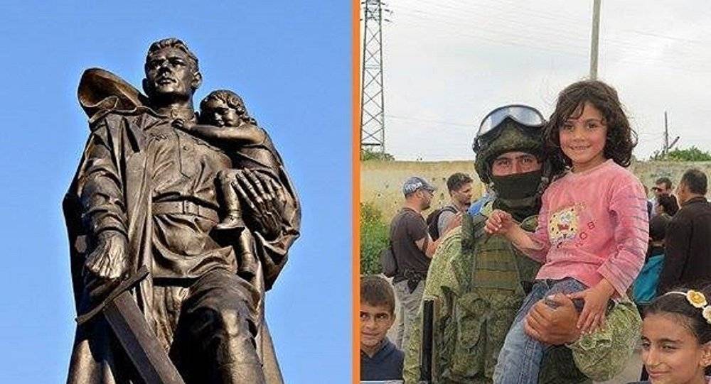 بالصور... جنود القوات الخاصة الروسية يحملون أطفال سوريا على أكتافهم