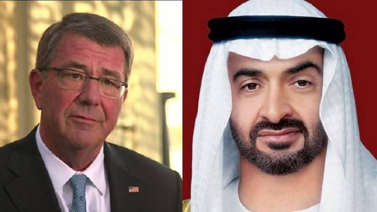 وزير الدفاع الأمريكي يبحث مع ولي عهد أبوظبي التعاون العسكري ومحاربة الإرهاب