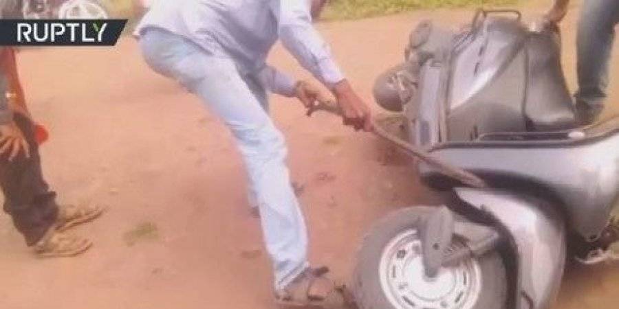 بالفيديو: كوبرا تسرق دراجة نارية !