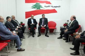جعجع التقى وفدا من نقابة مالكي الشاحنات بمرفأ بيروت ورئيس بلدية عجلتون