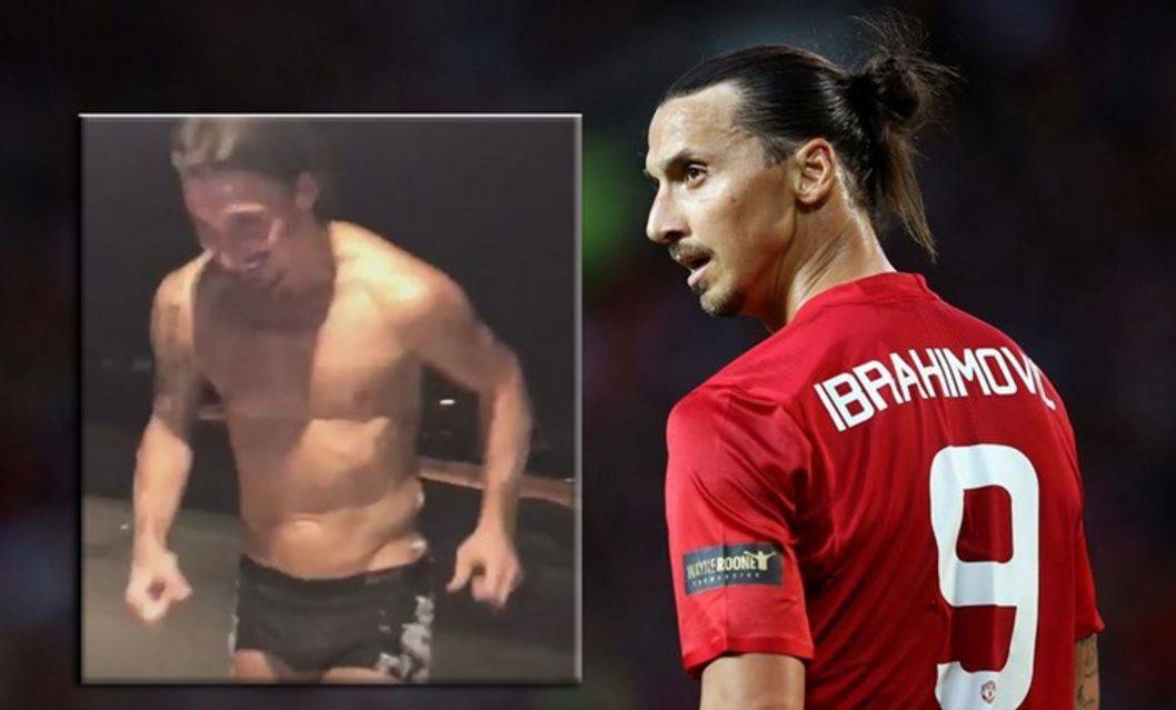 بالفيديو.. زلاتان يخلق الحدث ويسبح شبه عار فوق الثلج