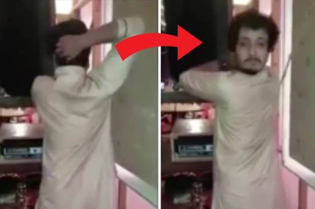 فيديو مذهل...شاب يدير رأسه 180 درجة