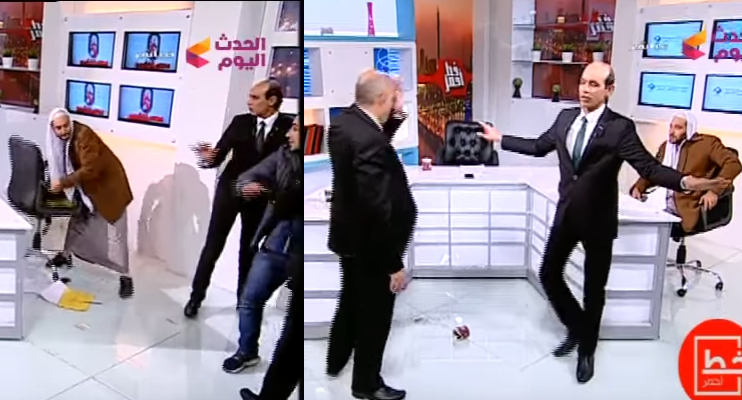 بالفيديو معركة على الهواء بين شيخ ودكتور