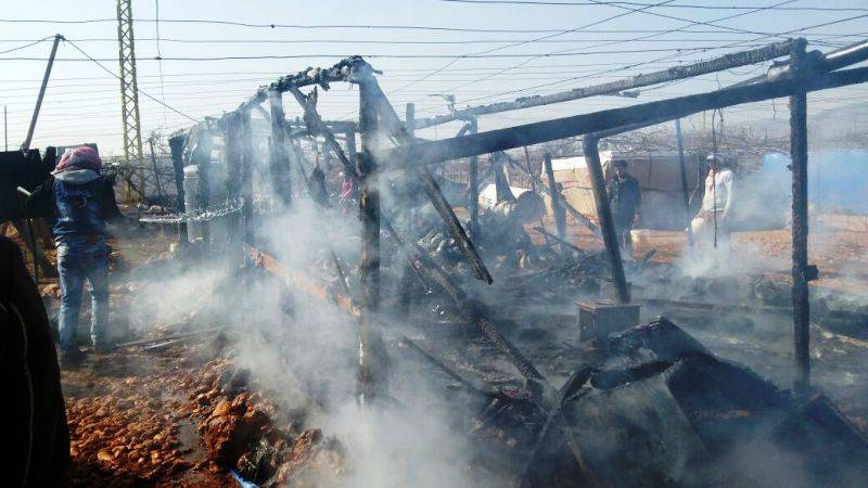 احتراق خيمتين للنازحين في زبود البقاعية