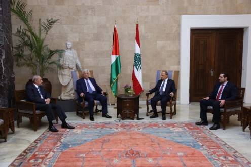 لقاء بين عون وعباس وبري والحريري قبيل مأدبة العشاء في قصر بعبدا