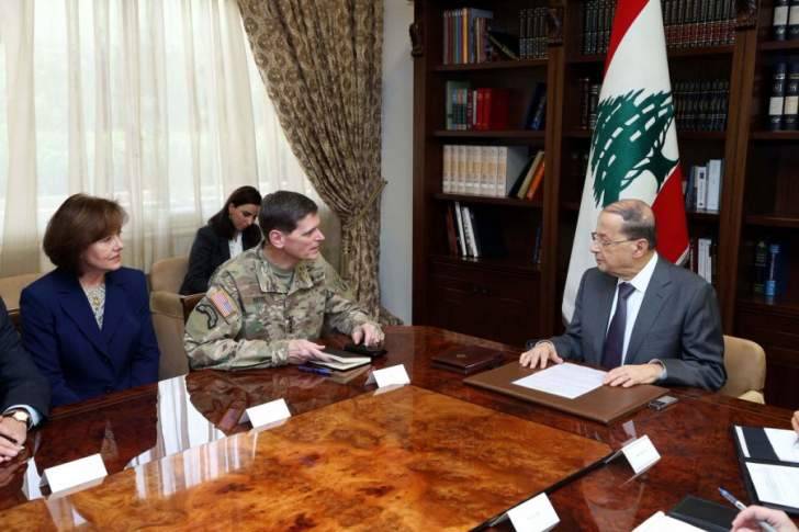 الرئيس عون استقبل قائد القيادة الوسطى الأميركية الجنرال جوزف فوتل