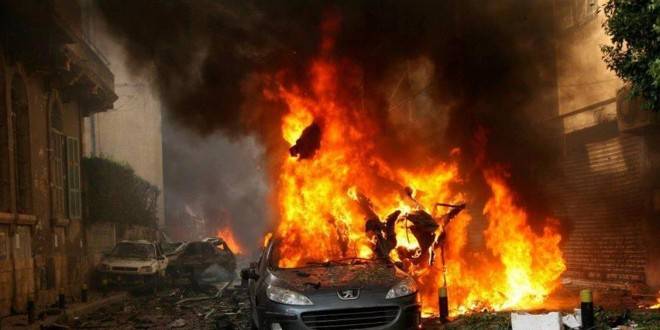 صورة في الداخل للشهيد اللواء شرف حسن دعبول رئيس فرع الأمن العسكري اثر الهجوم الانتحاري
