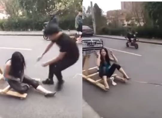 بالفيديو: موقف محرج لفتاة مثيرة بسبب ما فعله صديقها معها!