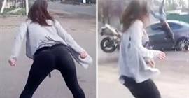 بالفيديو: فتاة ترقص بإثارة على الطريق.. وما حدث غير متوقع!