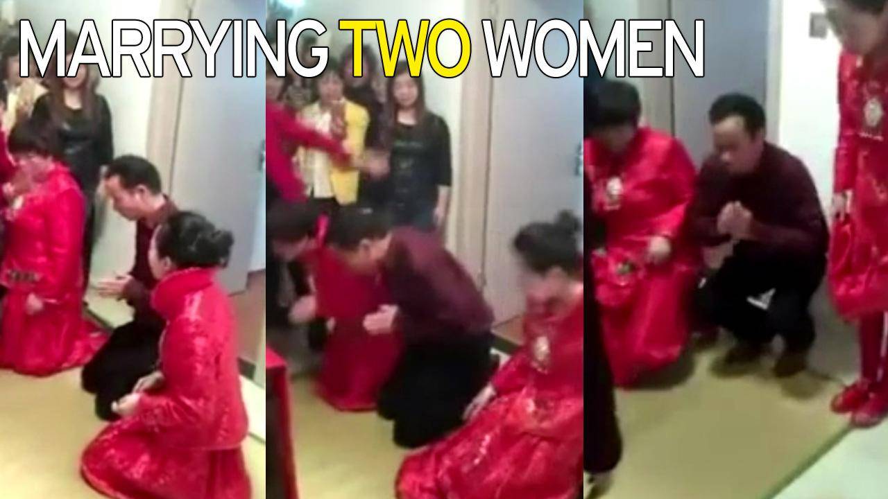 بالفيديو...رجل يتزوج عروسين بنفس حفل الزفاف !