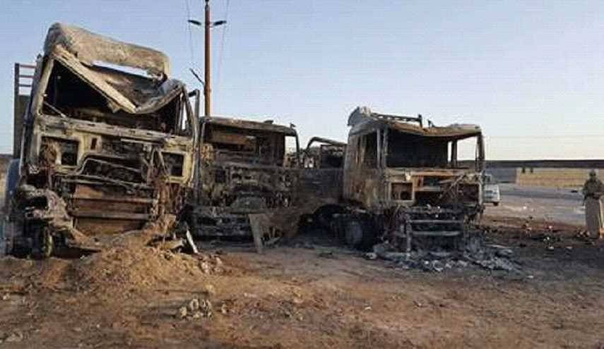 بالصور.. إنفجار عبوات ناسفة بموقف خاص للشاحنات في مأرب
