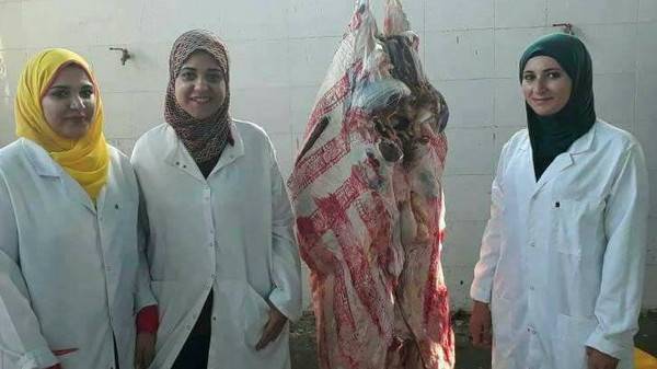 بالصور.. 3 طبيبات مصريات يفتتحن محل جزارة (ملحمة)