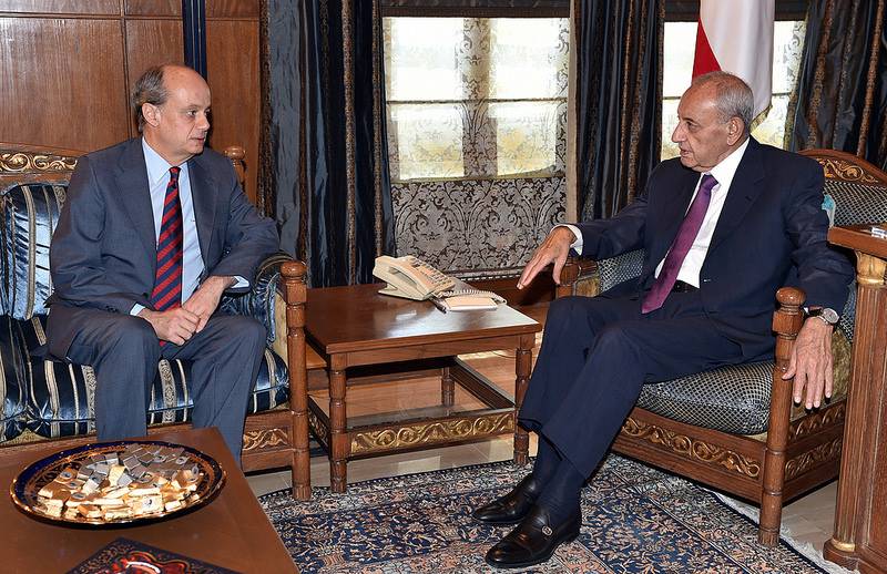 بري استقبل سفير اسبانيا الجديد وزوارا