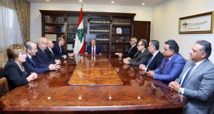 عون استقبل مجلس القضاء الاعلى بحضور جريصاتي