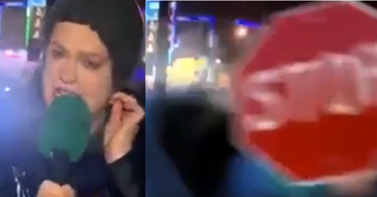 فيديو: شاخصة مروريّة تُطيّر جبهة مذيعة على الهواء أثناء تغطيتها إعصار 'إرما'!
