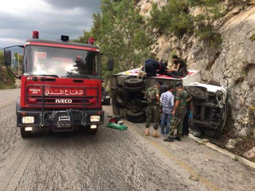 جريحان اثر انقلاب بيك اب على طريق عام حاريصا