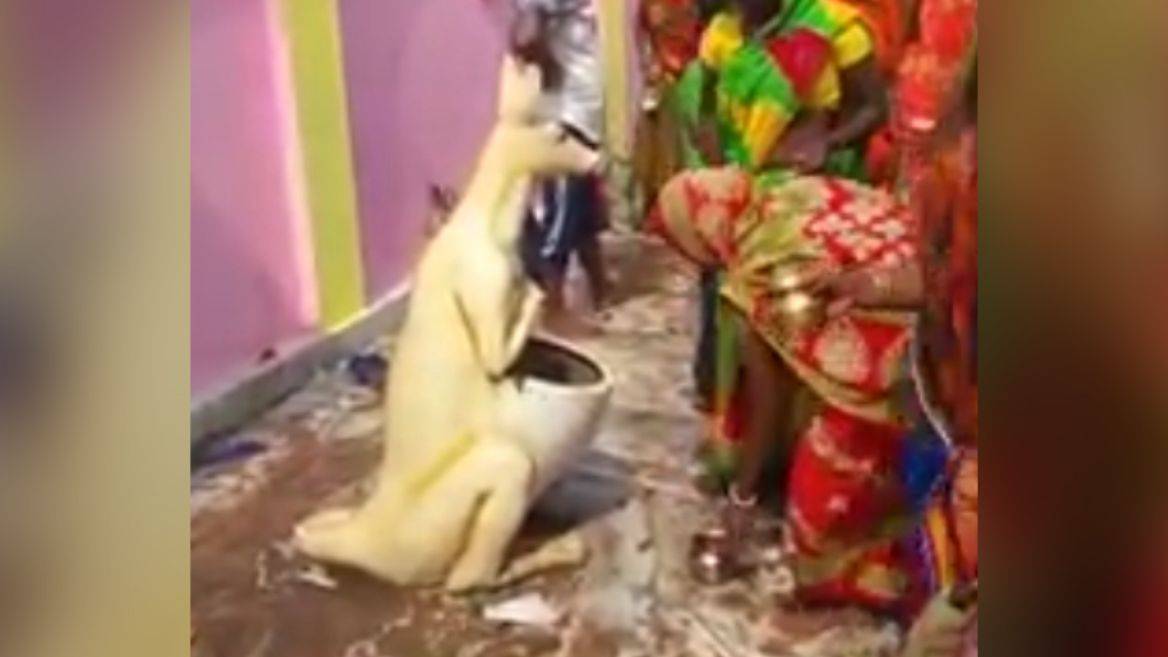بالفيديو...سكان قرية هندية يقدسون سلة مهملات