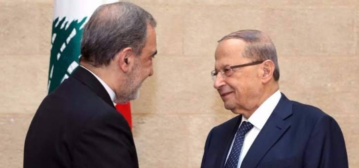 عون استقبل ولايتي وتسلم دعوة لزيارة طهران