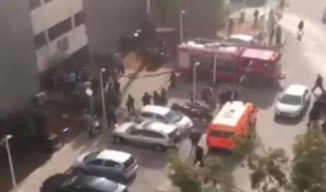 بالفيديو.. حريق في مستشفى رفيق الحريري الحكومي