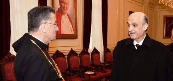 جعجع يلتقي الراعي في الصرح البطريركي في بكركي