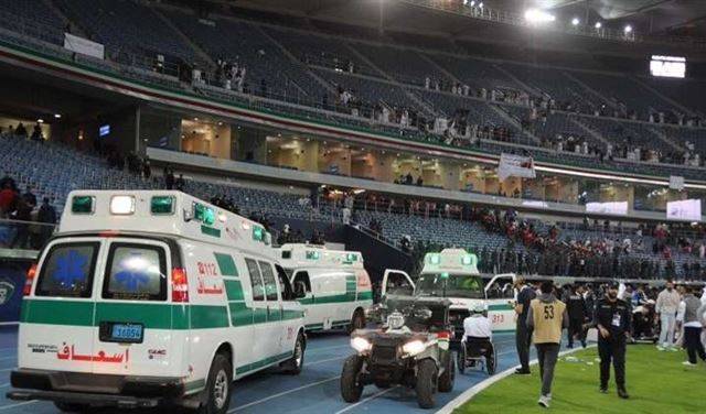 جرحى في سقوط حاجز زجاجي في أحد مدرجات ستاد جابر الدولي