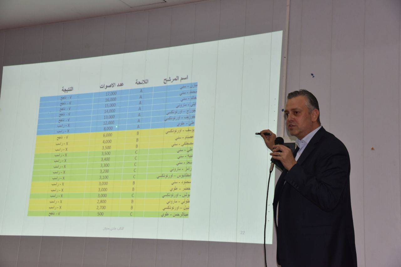 حبيش حاضر عن قانون الانتخابات النيابية الجديد في حلبا